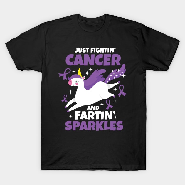 Fighting Cancer Farting Sparkles Unicorn T-Shirt by jomadado